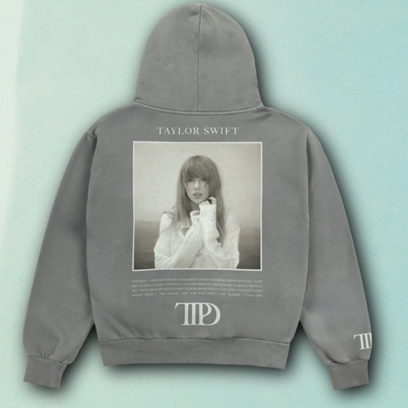Taylor Swift The Tortured Poets Department Grey Hoodie - Picture 2 of 7